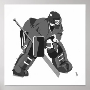 Póster Gray Goalie Hockey
