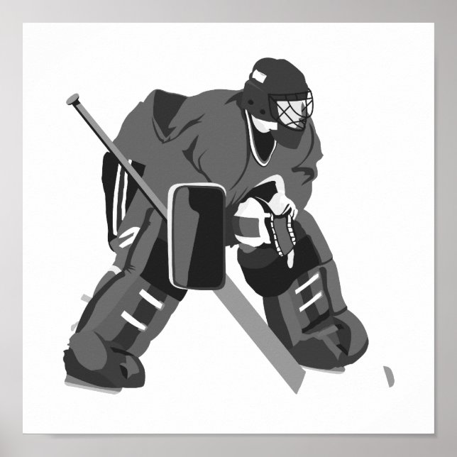 Póster Gray Goalie Hockey (Frente)