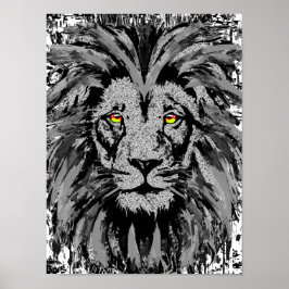 Póster Gray Lion Head Poster Print - Lion Face Poster
