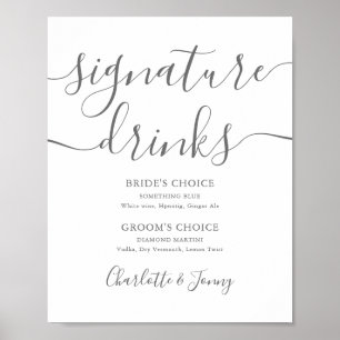 Póster Gray Signature Script Signature Drinks Sign