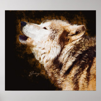 Póster Gray Wolf Baying