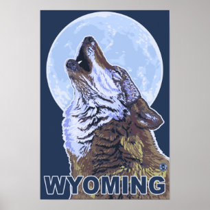 Póster Gray Wolf HowlingWyoming