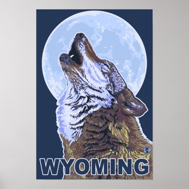 Póster Gray Wolf HowlingWyoming (Frente)