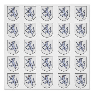 Póster Gray Wolf Rampant sobre un Escudo Blanco