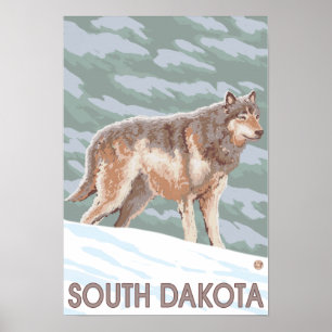 Póster Gray Wolf Standing Dakota del Sur