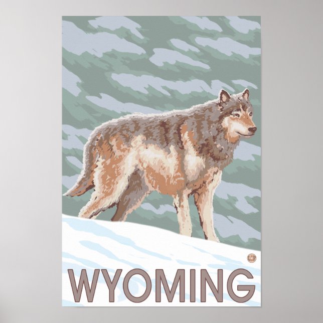 Póster Gray Wolf StandingWyoming (Frente)