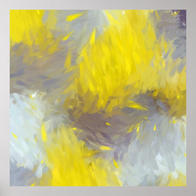 Póster Gray Yellow Abstract Brushstrokes (Frente)