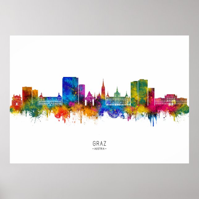 Póster Graz Austria Skyline (Frente)