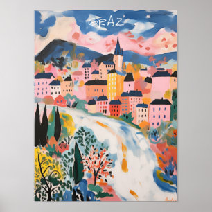Póster Graz Austria Viajes Ciudad Pintura Estética