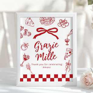 Póster Grazie Mille Gracias por venir Favores Italiano