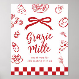 Póster Grazie Mille Thank you for coming Whimsical Pizza