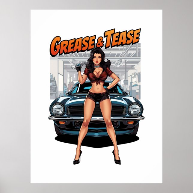 Póster Grease & Tease – Hot Rod Pin-Up Girl (Frente)