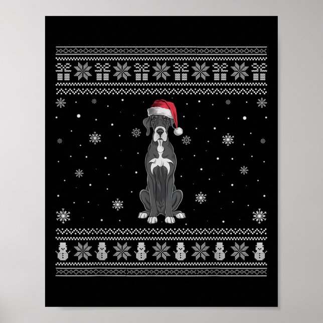 Póster Great Dane Dog Lovers Men Women Santa Ugly Xmas Sw (Frente)