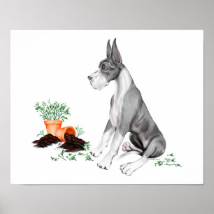 Póster Great Dane Naughty Pup Mantle