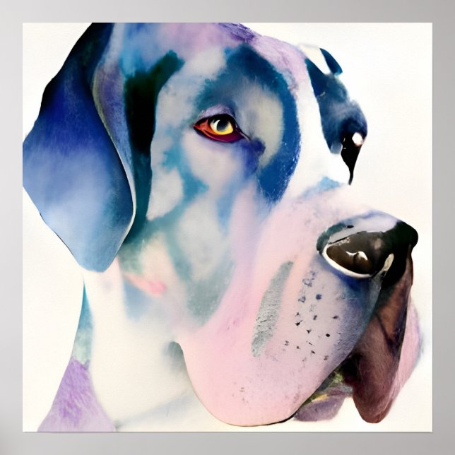 Póster Great Dane Watercolor (Frente)