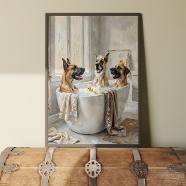 Póster Great Danes Bathroom Tub Poster Art Print