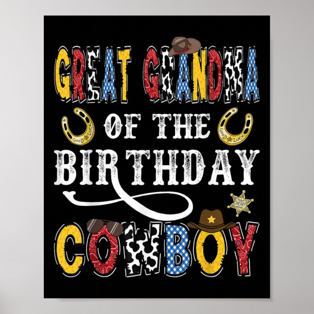 Póster Great Grandma Of The Birthday Cowboy Western Rodeo (Frente)