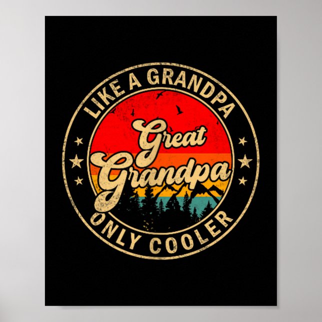 Póster Great Grandpa Like A Grandpa Only Cooler Retro For (Frente)