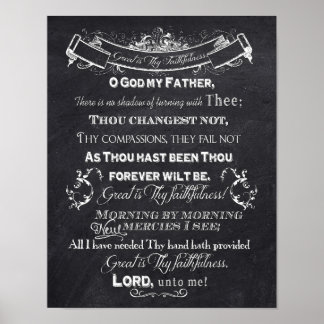 Póster Great Is Thy Faithfulness Chalkboard Art Poster