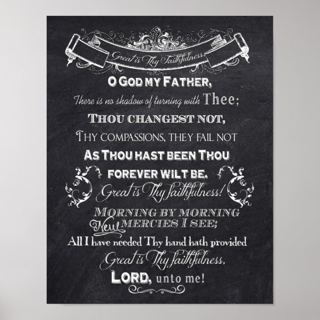Póster Great Is Thy Faithfulness Chalkboard Art Poster (Frente)