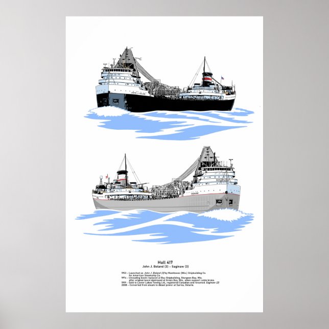 Póster Great Lakes Freighter Saginaw history (Frente)