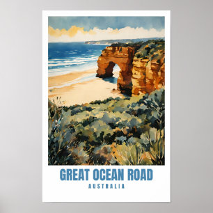 Póster Great Ocean Road Australia Retro Travel Art P