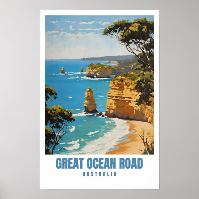 Póster Great Ocean Road Australia Vintage (Frente)