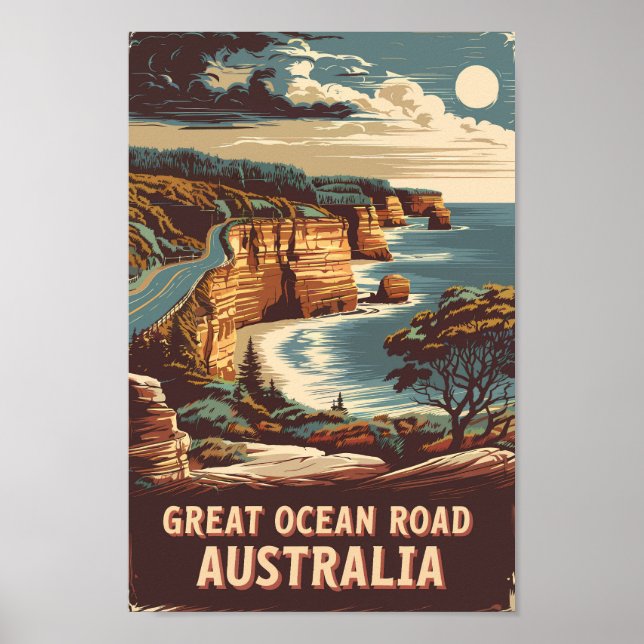 Póster Great Ocean Road Ilustracion Australia Viajes de a (Frente)