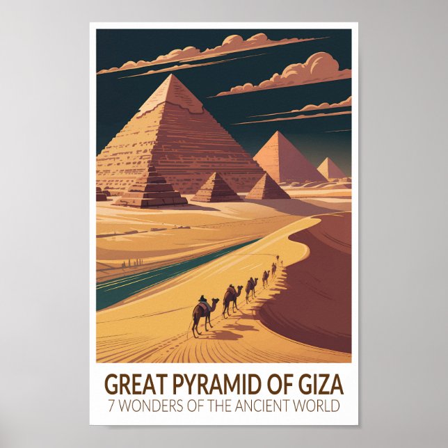 Póster Great Pyramid of Giza Seven Wonders of the World (Frente)