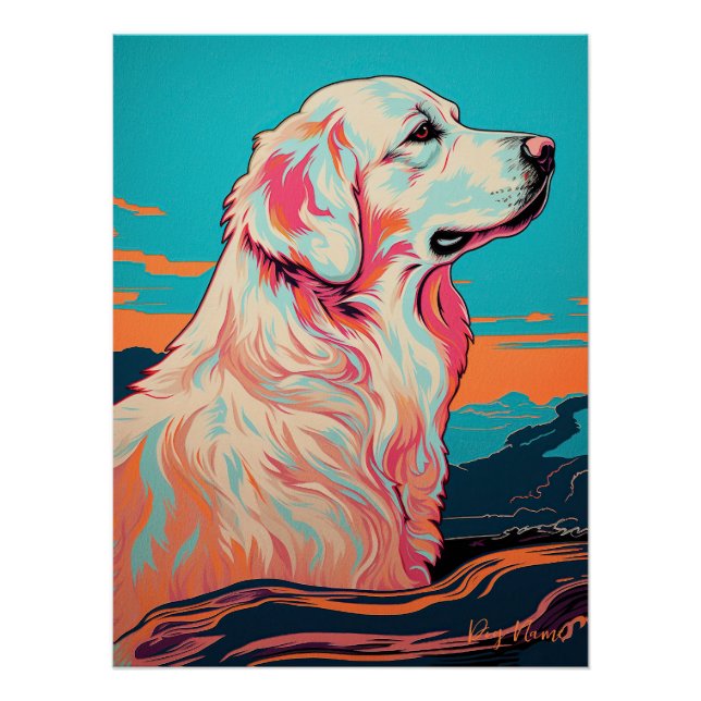Póster Great Pyrenees Dog 001 - Bruno Pokopen (Anverso)