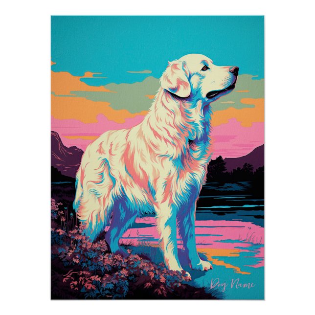 Póster Great Pyrenees Dog 002 - Bruno Pokopen (Anverso)