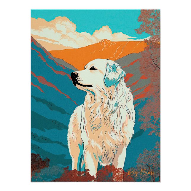 Póster Great Pyrenees Dog 003 - Bruno Pokopen (Anverso)