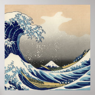 Póster Great Wave off Kanagawa & Mount Fuji Japan Sea