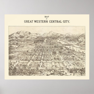 Póster Great Western Central, CO Panoramic Map - 1887
