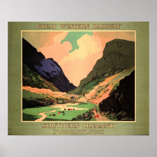 Póster Great Western Railway GWR Southern Ireland Travel (Frente)