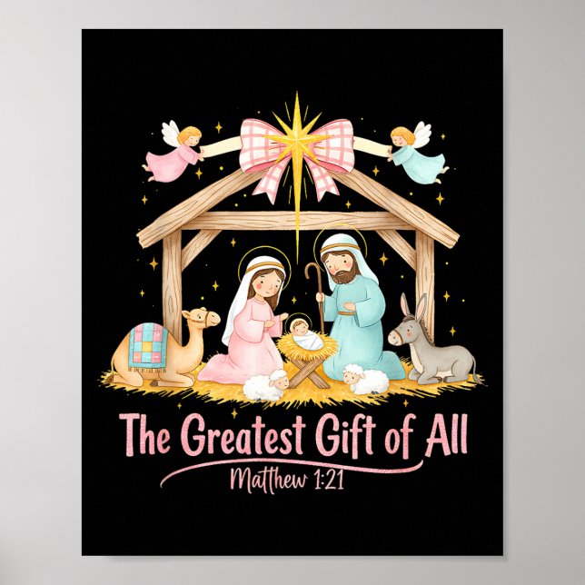 Póster Greatest Gift Of All Matthew 1_21 Coquette Christm (Frente)