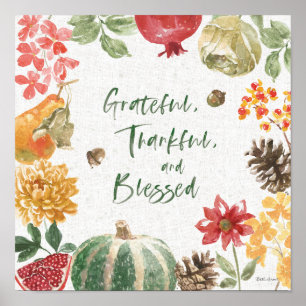 Póster Greatful, Thankful, and Blessed Harvest