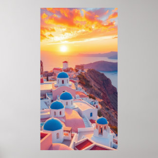 Póster Grecia al atardecer