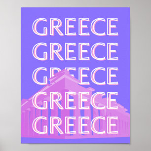 Póster Grecia, Atenas Viajes Arte, Viajes Retro