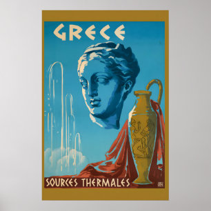 Póster Grecia de los años 50 Primavera Estilo Vintage Via