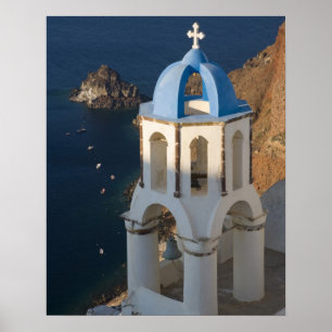 Póster Grecia e isla griega de Santorini pueblo de Oia 2