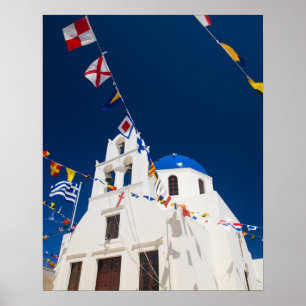 Póster Grecia e isla griega de Santorini pueblo de Oia 4