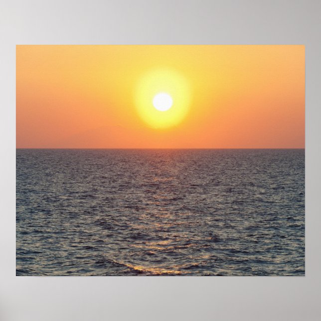Póster Grecia, horizonte del mar Egeo al atardecer (Frente)