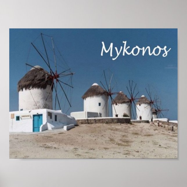 Póster Grecia - Mykonos - Molinos de viento - (Frente)