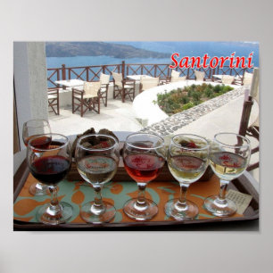 Póster Grecia - Santorini - Thera - Thira - Wine -