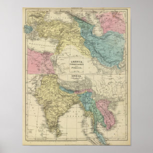 Póster Grecia, Turquía, Persia, India
