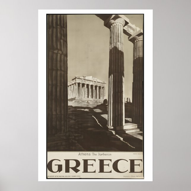 Póster Greece Athens Parthenon Vintage Travel Poster (Frente)