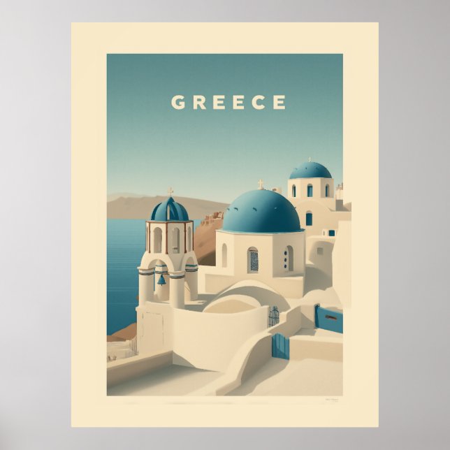 Póster Greece Santorini Travel Poster (Frente)