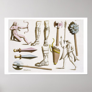 Póster Greek soldiers, arms and armour, plate 38 from 'Le