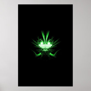 Póster Green Alien Dragon w Glowing Eyes